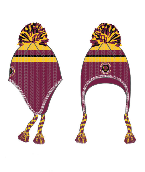 Brisbane Broncos NRL Mens Adults Novelty Pom Pom Beanie