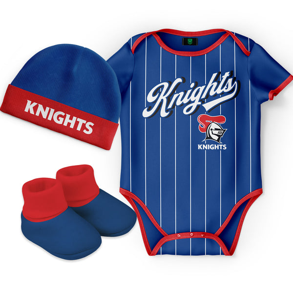 Newcastle Knights NRL 'Lullaby' Baby Romper Bodysuit 3pc Gift Set