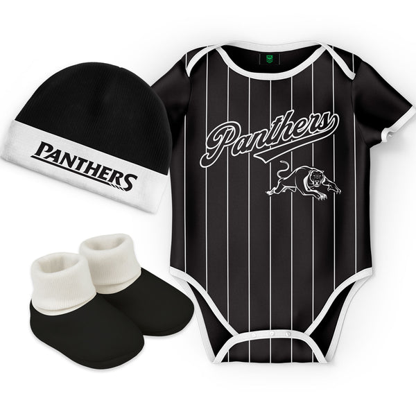 Penrith Panthers NRL 'Lullaby' Baby Romper Bodysuit 3pc Gift Set