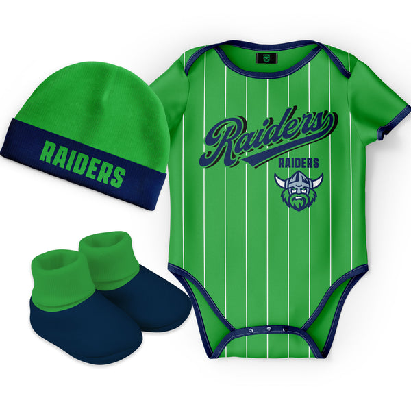 Canberra Raiders NRL 'Lullaby' Baby Romper Bodysuit 3pc Gift Set