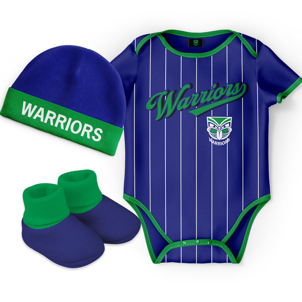 New Zealand Warriors NRL 'Lullaby' Baby Romper Bodysuit 3pc Gift Set