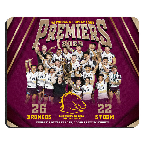 Brisbane Broncos NRL 2025 Premiers Team Image Mouse Mat Pad PH2