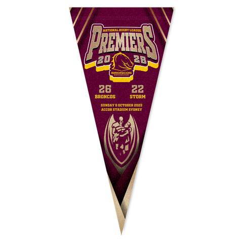 Brisbane Broncos NRL 2025 Premiers Pennant Score Flag PH1