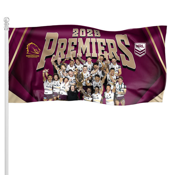 Brisbane Broncos NRL 2025 Premiers Team Image Pole Flag PH2