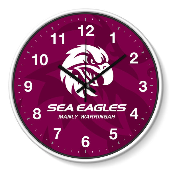 Manly Sea Eagles NRL 30cm Team Logo Wall Clock