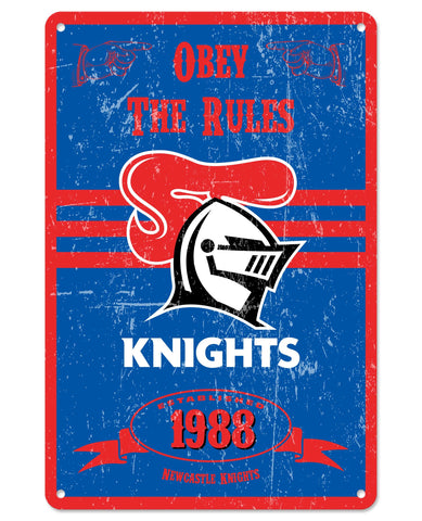 Newcastle Knights NRL Retro Metal Sign