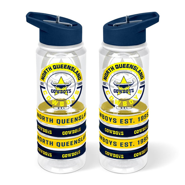 North Queensland Cowboys NRL Tritan Bottle with Rubber Bands