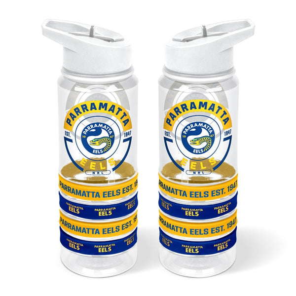 Parramatta Eels NRL Tritan Bottle with Rubber Bands