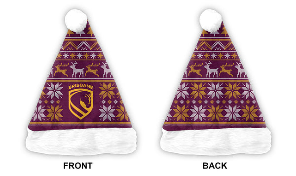 Brisbane Broncos NRL Mens Adults Christmas Santa Hat