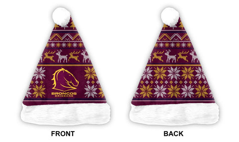 Brisbane Broncos NRL Mens Adults Christmas Santa Hat