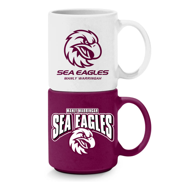Manly Sea Eagles NRL Set of 2 Stackable Mugs