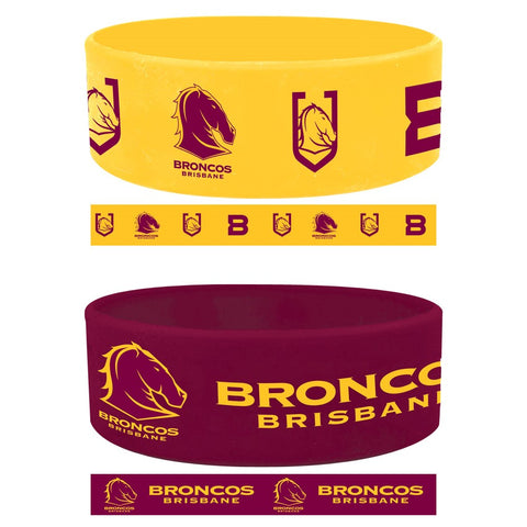 Brisbane Broncos NRL Set of 2 Supporter Wristbands