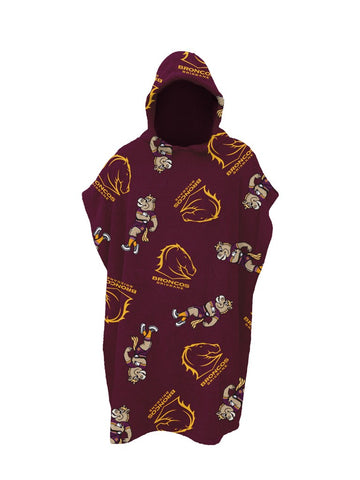 Brisbane Broncos NRL Kids Youth Hooded Beach Towel