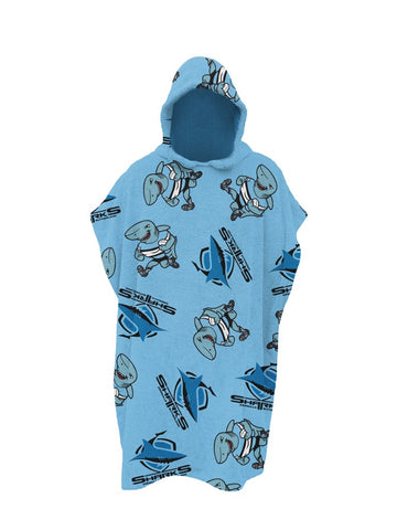 Cronulla Sharks NRL Kids Youth Hooded Beach Towel