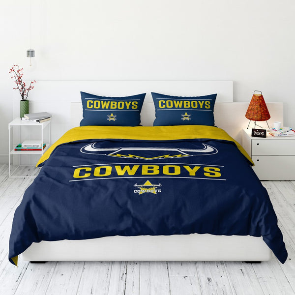 North Queensland Cowboys NRL Quilt Doona Duvet Cover Pillowcase Set
