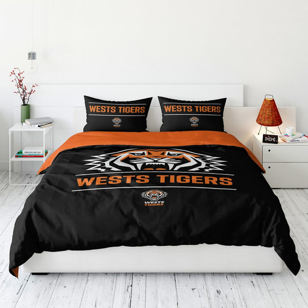 Wests Tigers NRL Quilt Doona Duvet Cover Pillowcase Set