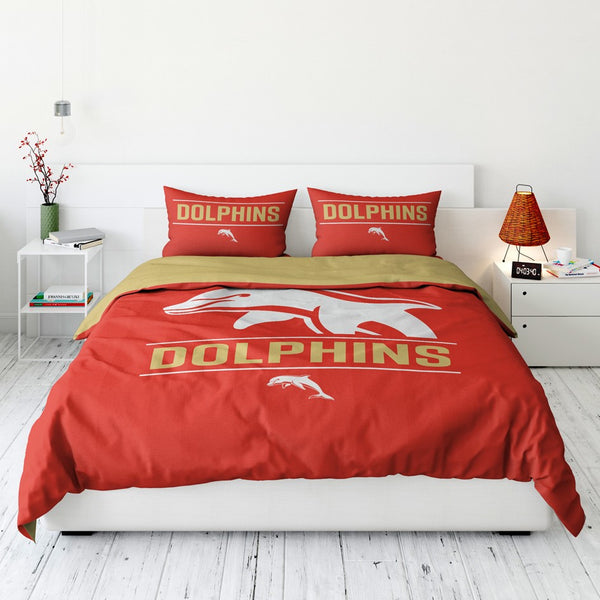 Redcliffe Dolphins NRL Quilt Doona Duvet Cover Pillowcase Set