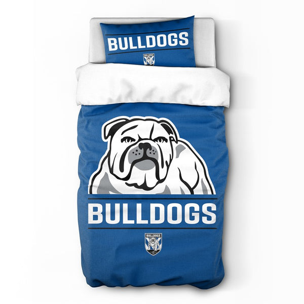 Canterbury Bulldogs NRL Logo Single Quilt Doona Duvet Cover Pillowcase Set