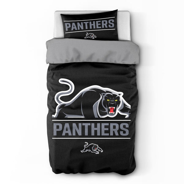 Penrith Panthers NRL Logo Single Quilt Doona Duvet Cover Pillowcase Set