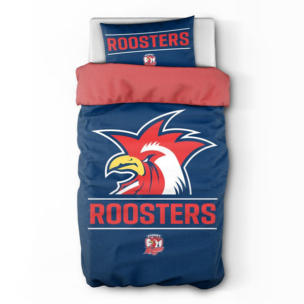 Sydney Roosters NRL Logo Single Quilt Doona Duvet Cover Pillowcase Set