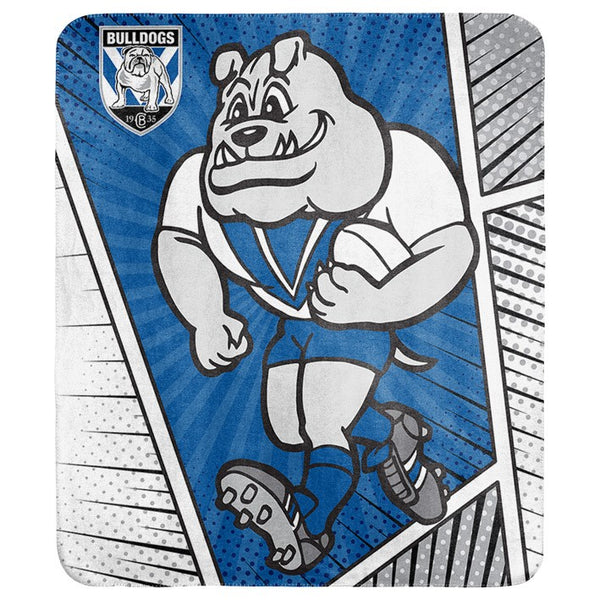 Canterbury Bulldogs NRL Mascot Coral Fleece Throw Rug
