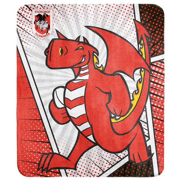 St George Dragons NRL Mascot Coral Fleece Throw Rug