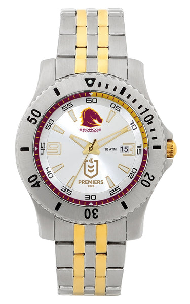 PREORDER - Brisbane Broncos NRL 2025 Premiers Two Tone Metal Watch