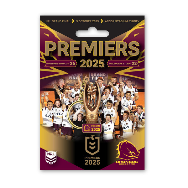 Brisbane Broncos NRL 2025 Premiers Premiership 3D Trophy Keyring