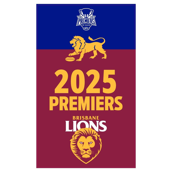 Brisbane Lions 2025 Premiers Supporter Flag EA 90 x 150cm