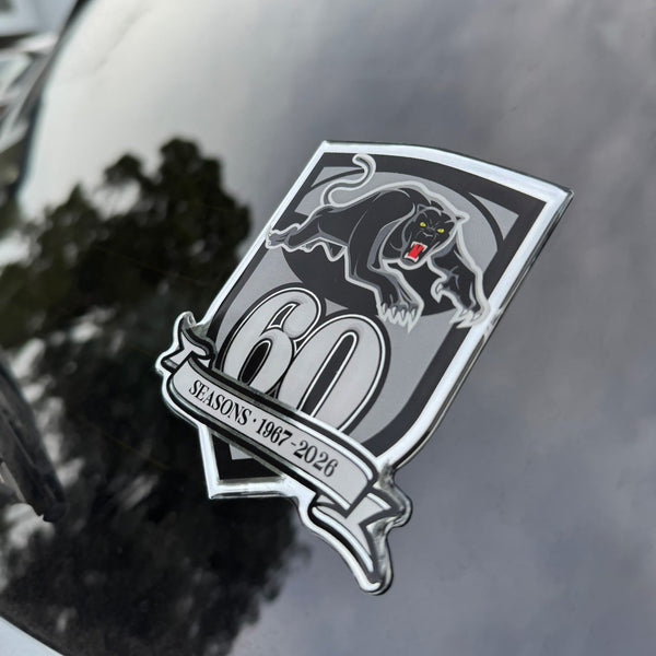 Penrith Panthers NRL 60th Year Anniversary Premium Chrome Logo Car Decal Sticker