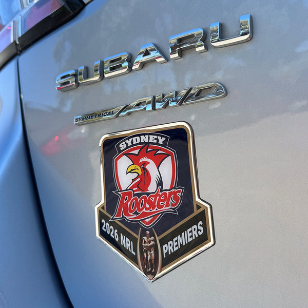 PREORDER - Sydney Roosters NRL 2026 Premiers Premium Chrome Logo Decal Sticker