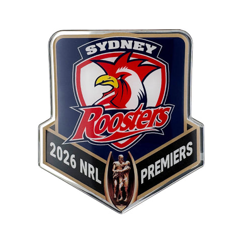 PREORDER - Sydney Roosters NRL 2026 Premiers Premium Chrome Logo Decal Sticker