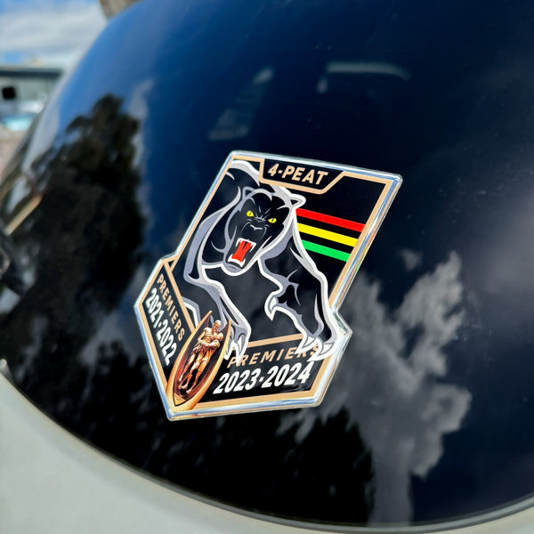 Penrith Panthers NRL 4-Peat Premiers Premium Chrome Logo Car Decal Sticker