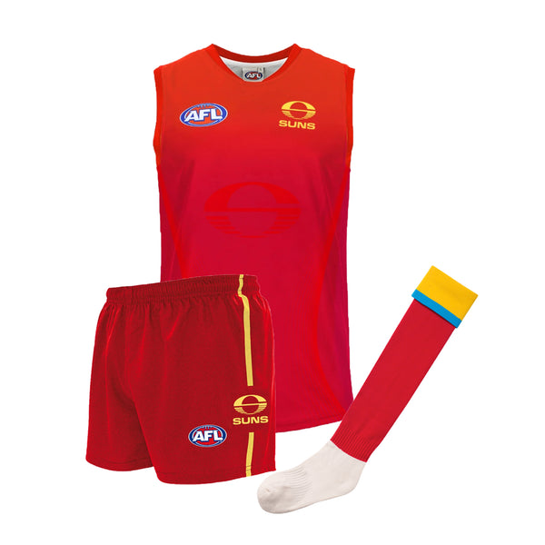 Gold Coast Suns Kids Youths AFL Auskick Playing Pack Jumper Guernsey Shorts Socks