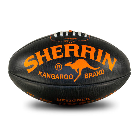 Sherrin Designer Leather Black Fluro Orange Training Football size 5