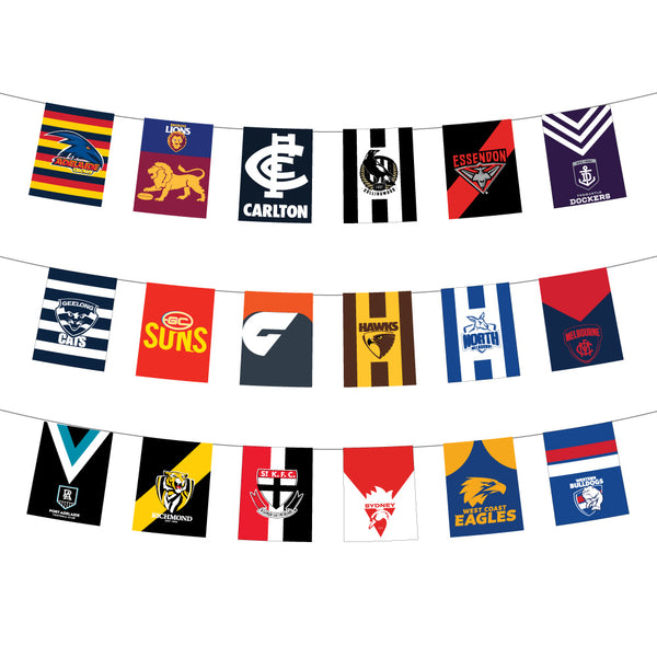 Official AFL All Team Bunting Flag Paper Indoor 4 meters