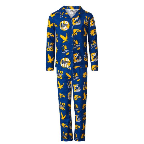 West Coast Eagles Youths Kids Flannelette Pyjamas PJ Set