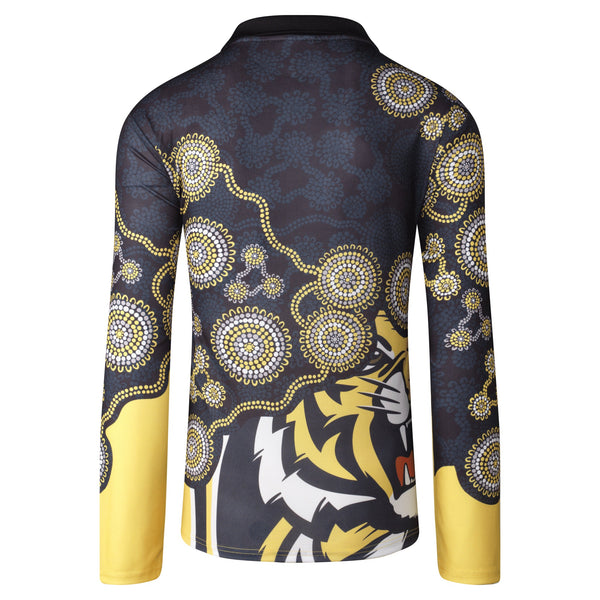 Richmond Tigers Mens Adults Indigenous Long Sleeve Polo T-Shirt