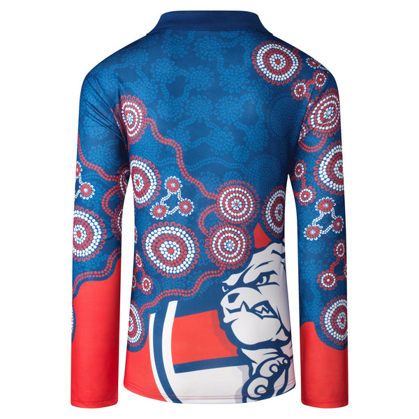 Western Bulldogs Mens Adults Indigenous Long Sleeve Polo T-Shirt