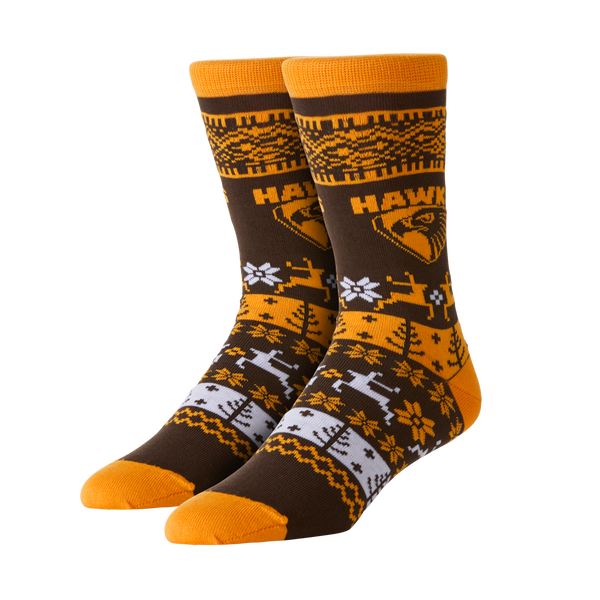 Hawthorn Hawks Mens Ugly Christmas Socks