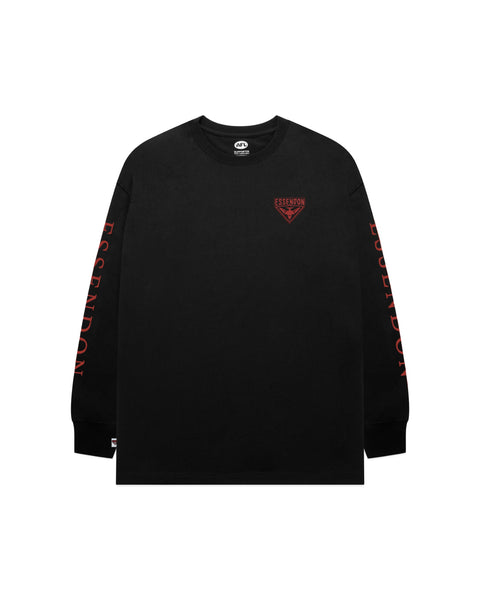 Essendon Bombers Mens Adults Wordmark Long Sleeve Tee