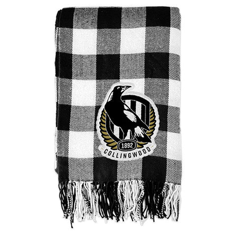 Collingwood Magpies Tartan Throw Rug Blanket