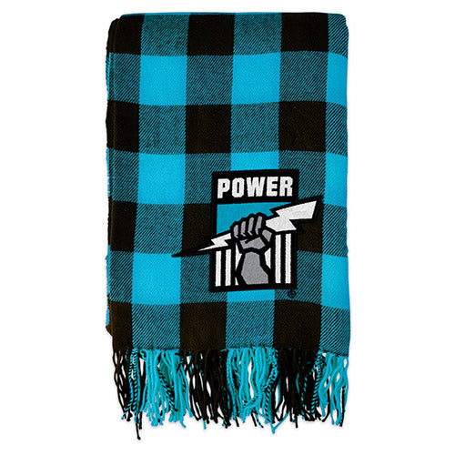 Port Adelaide Power Tartan Throw Rug Blanket