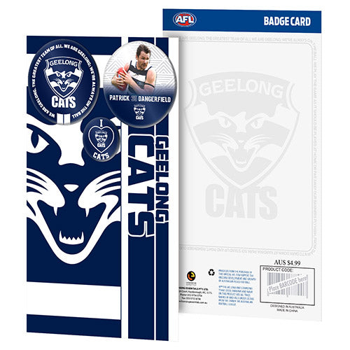 Geelong Cats 3 Badge Greeting Card