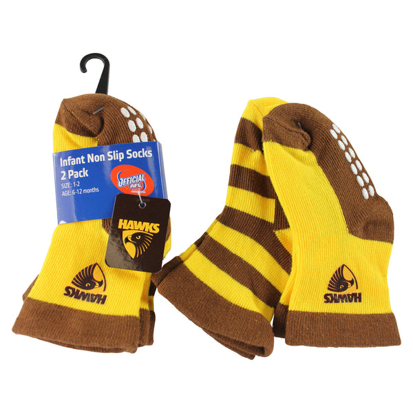 Hawthorn Hawks Baby Infant Nonslip Crew Socks 2 pk - Spectator Sports Online