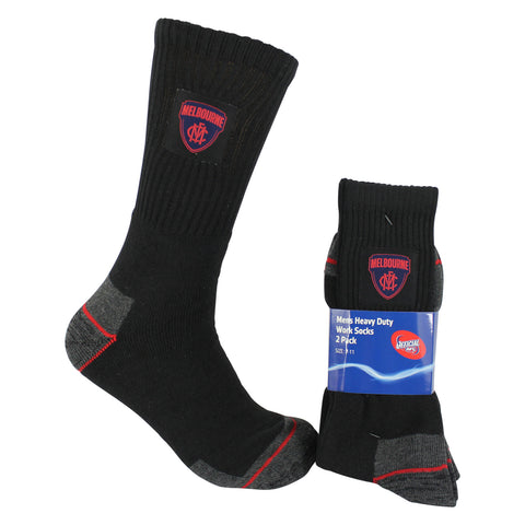 Melbourne Demons Mens Heavy Duty Work Socks 2pk - Spectator Sports Online