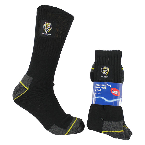 Richmond Tigers Mens Heavy Duty Work Socks 2pk - Spectator Sports Online