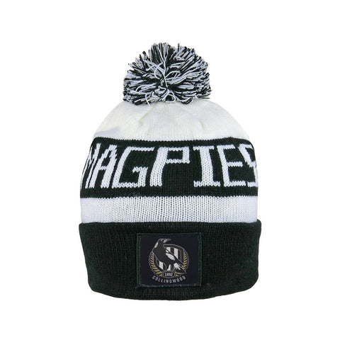 Collingwood Magpies Pom Pom Bar Beanie