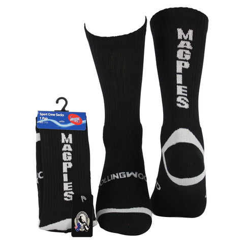 Collingwood Magpies Full Terry Crew Sport Socks - Spectator Sports Online