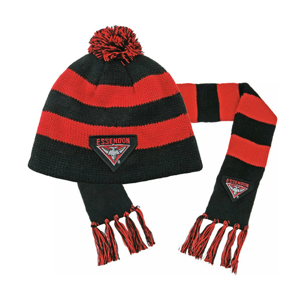 Essendon Bombers Baby Infant Toddler Beanie Scarf Pack